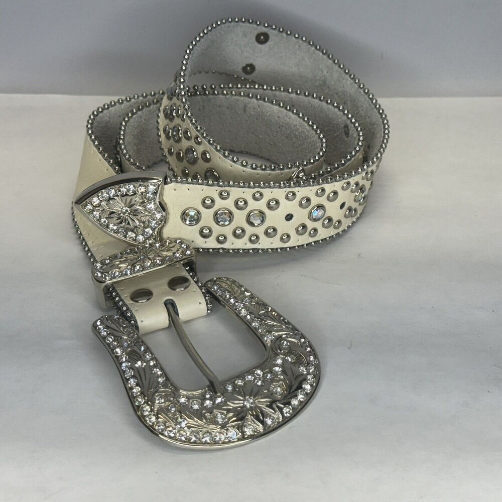 Elegant Silver and Cream Studded Belt - Picture 1 of 8